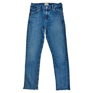Citizens Of Humanity Elsa Jeans Womens 25 Blue High Rise Slim Raw Hem Denim